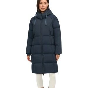 NEW Pajar Canada Zaniah Long Channel Quilted Down Puffer Coat Womens Small Navy